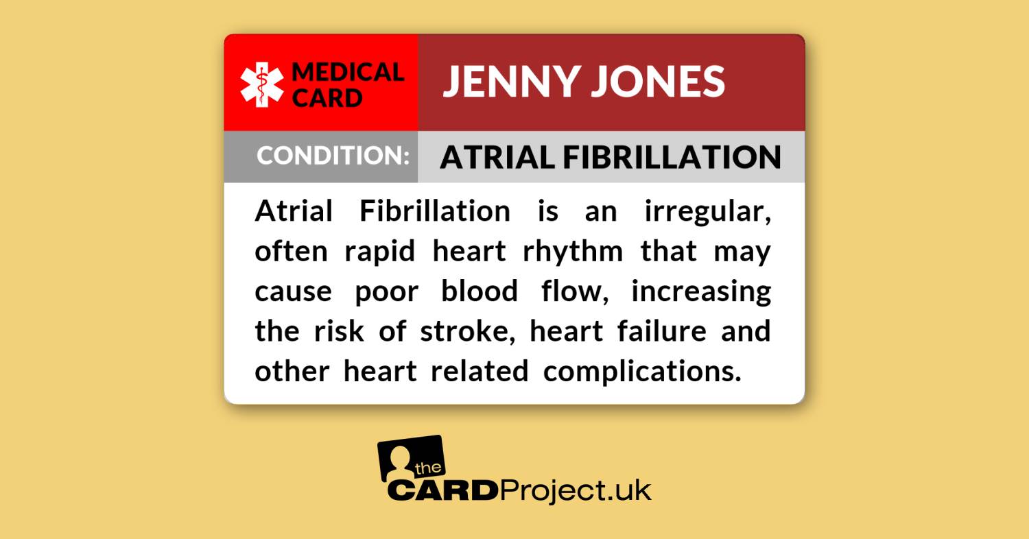 Atrial Fibrillation Medical Card (FRONT)